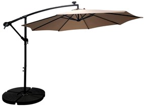 Zahradní slunečník Houseland Zyra s LED osvětlením 300 cm světle hnědý