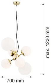 Argon 2532 - Luster na lanku SATELITE 6xE27/15W/230V zlatá