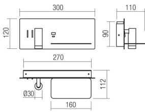 Redo 01-3316 - LED Nástenné bodové svietidlo BROOK LED/8W/230V + LED/3W USB čierna