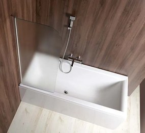 Aqualine Aqualine, VILMA vaňová zástena 600x1400 mm, chrom, ľavá, brick sklo, AQ6018L