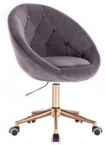 LuxuryForm DESIGN Kreslo VERA VELUR na zlatej podstave s kolieskami - tmavosivé