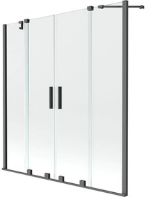 Mexen Velar Duo, 2-krídlová vaňová zástena s posuvnými dverami 150 x 150 cm, číre, grafitový profil, 896-150-000-02-95