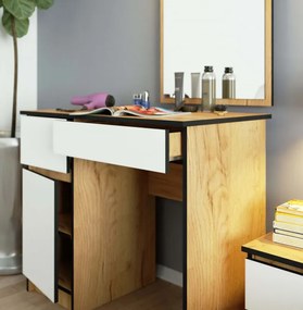 Toaletný stolík so zrkadlom CLP P-2/SL ľavý, dub craft / biely