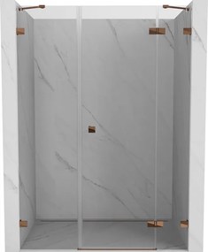 Mexen Lunar, pravé otočné sprchové dvere 140 cm, 8mm číre sklo, ružové zlato profil, 834S-140-050-60-00-P