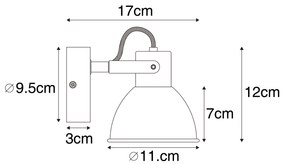 Priemyselný reflektor čierny s dreveným sklonom - Tommy