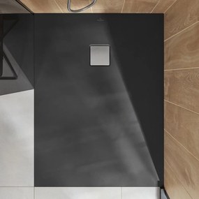 VILLEROY &amp; BOCH Planeo obdĺžniková sprchová vanička akrylátová, s technológiou RockLite, štandardný model, protišmyk (B), 1600 x 1000 x 48 mm, Anthracite, UDA1610PLA2V-1S