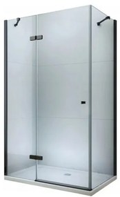 Mexen Roma, sprchovací kút 80 (dvere) x 50 (stena) cm, 6mm číre sklo, čierny profil, 854-080-050-70-00