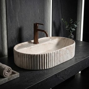 Rea Marcela Saturn, umývadlo na dosku 600×370×135 mm, béžová matná, REA-U3519