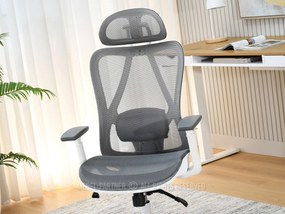 Kancelárske kreslo Derenis (sivá + biela). Akcia -21%. Vlastná spoľahlivá doprava až k Vám domov. 1136330