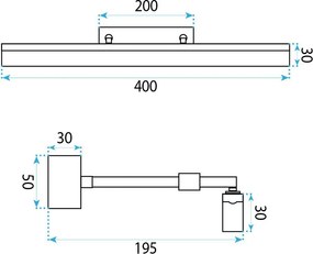 Toolight Toolight, LED nástenné svietidlo, 40cm, 6W, 4000K, 1000lm, APP1875-1W, Brúsené zlato, OSW-66030