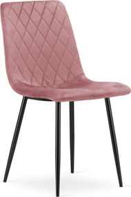 Kreslo TURIN - ružový zamat / čierne nohy