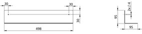 Aqualine Aqualine, Polička 498x95x95mm, čierna matná, 33217