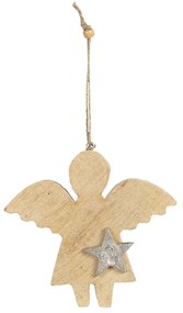 Závesný drevený anjel s hviezdou - 14 * 2 * 15 cm