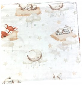 Vulpi Mušelínová zavinovacia plienka 120x120 lesné zvieratká