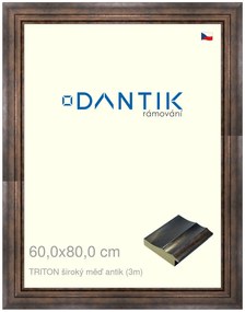 DANTIK rám na obraz 60x80 | TRITON široký měď antik (Plexi Čiré)