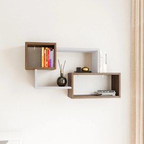 Fali polc Ayder - Walnut, White