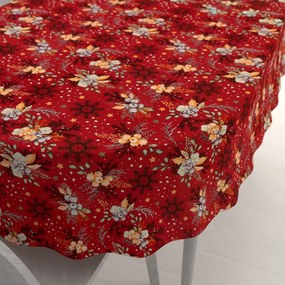 Biante Bavlnený oválny obrus Sandra SA-714 Vianočné cezmíny na červenom 60x100 cm
