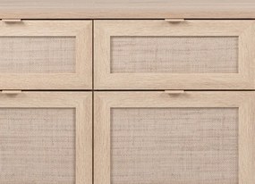 Široká komoda so zásuvkami Bali, dub sonoma/výplet