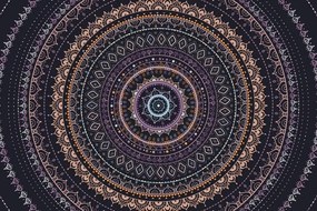 Tapeta Mandala so vzorom slnka vo fialových odtieňoch - 225x150