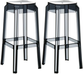 Plastová barová stolička FOX (SET 2 ks) - Čierna transparent