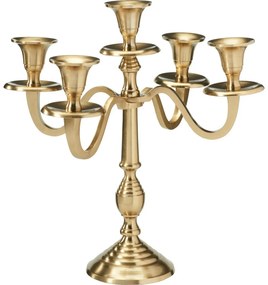 Kovový svietnik 5-ramenný 29x29x30 cm, farba zlatá, dekor 2