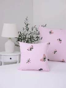 Bavlnená obliečka na vankúš Renforcé 40 × 40 cm - Motýlikovia ružové