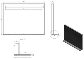 Sapho, BRETO LED podsvietené zrkadlo, sklenená polica, 800x608mm, BT080