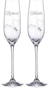 Svadobné poháre na sekt Diamante Romance, 2 ks