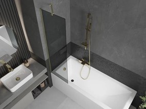 Mexen Next, 1-krídlová vaňová zástena 50 x 150 cm, 6mm šedé sklo, zlatá matná, 895-050-000-00-40-55