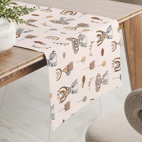 Biante Detský bavlnený behúň na stôl Sandra SA-454 Medvedíky s balónikmi na béžovom 35x140 cm