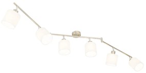 Moderný stropný reflektor z ocele s bielym tienidlom 6-svetlý - Hetta