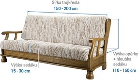 Bielastické poťahy UNIVERSO NOVÉ žíhané béžové trojkreslo s drevenými rúčkami (š. 150 - 200 cm)