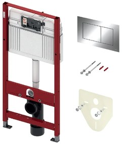 Tece Teceprofil, SET 4v1 inštalačný modul pod omietku pre závesné WC h112 w50 cm + chrómové tlačidlo + úchyt + zvuková izolácia, 9400412
