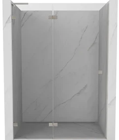 Mexen, Mexen Lunar L ľavé otočné sprchové dvere 140 cm, transparentné, brúsený nikel - 834L-140-000-97-00-L
