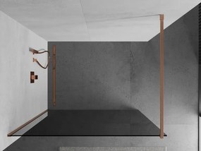 Mexen Kioto, sprchová zástena Walk-In 80 x 200 cm, 8mm šedé sklo, medený matný profil, 800-080-101-65-40