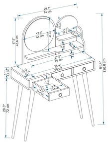 Designový toaletní stolek Amali borovice atlantská