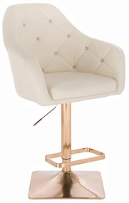 LuxuryForm DESIGN Barová stolička ROMA na zlatej hranatej podstave - krémová