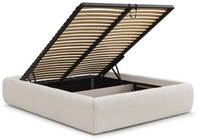 Biela čalúnená dvojlôžková posteľ s úložným priestorom/bez čela s roštom 160x200 cm Inera – Bobochic Paris