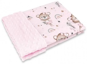 Obojstranná deka, Bavlna/Minky 100 x 75 cm, Little Balerina - ružová 75 x 100