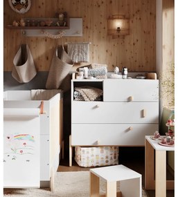 Svetlosivý/v prírodnej farbe nástenný detský vešiak Cube - Pinio