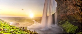 Obraz - Seljalandsfoss spoza vnútra jaskyne (120x50 cm)