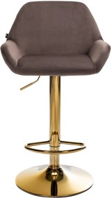Barová stolička Braga (SET 2 ks) - zamat, zlatá podnož - Hnedá