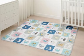 Penová podložka pre deti, obojstranná, rolovaná, Abeceda, ECOTOYS