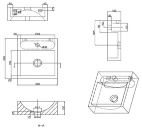 Sapho - Závesné umývadlo BLOK 30x30 cm antracit