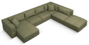 Svetlozelená rohová pohovka do "U", pravý roh Esther - Milo Casa