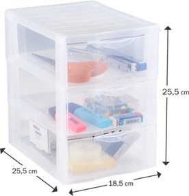 Úložný box s 3 zásuvkami, transparentný, ORGAMIX A5T