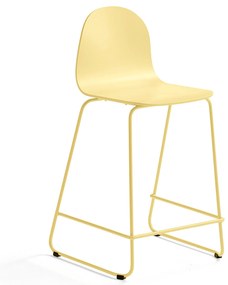 Barová stolička GANDER, s klzákmi, výška sedu 630 mm, lakovaná, horčicová