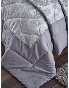 Sivý prešívaný pléd cez posteľ Catherine Lansfield Jacquard, 240 x 260 cm
