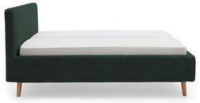Tmavozelená čalúnená dvojlôžková posteľ s úložným priestorom s roštom 180x200 cm Mattis Cord – Meise Möbel