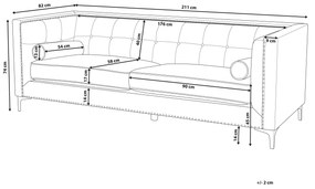 Trojmiestna pohovka tmavosivá zamatová AVALDSENES Beliani